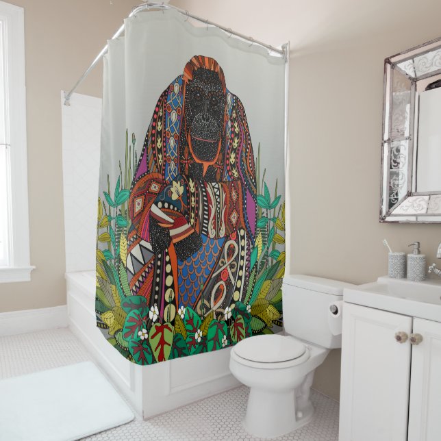 orangutan king pewter shower curtain (In Situ)