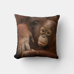 Orangutan Mother and Baby at the Zoo Cushion