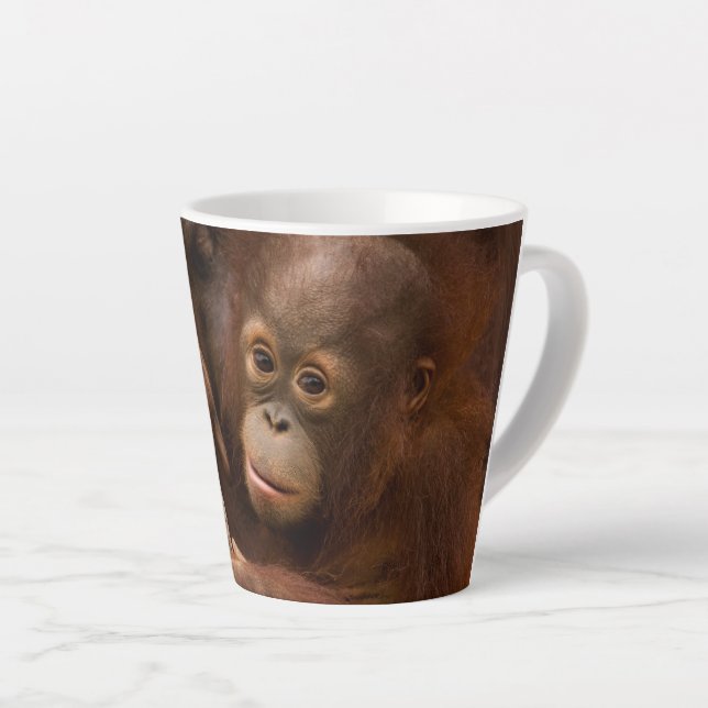 Orangutan Mother and Baby at the Zoo Latte Mug (Right Angle)