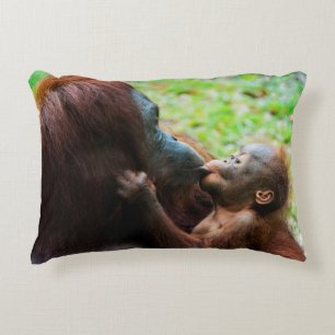 Orangutan mother and baby decorative cushion