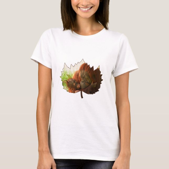 Orangutan Mother And Baby  T-Shirt (Front)