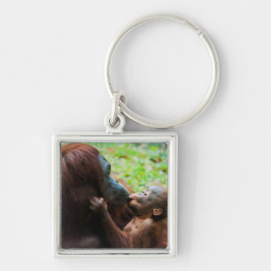 Orangutan Mother with Baby Key Ring