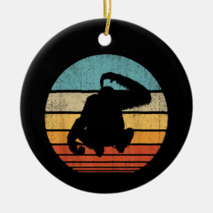 Orangutan Retro Vintage Sunset Mammal Animal Ceramic Tree Decoration