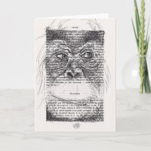 Orangutan Sketch on Vintage Book Page card
