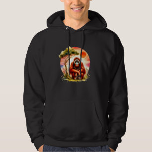 Orangutan Under Tree Sunset Primate Monkey Orangut Hoodie