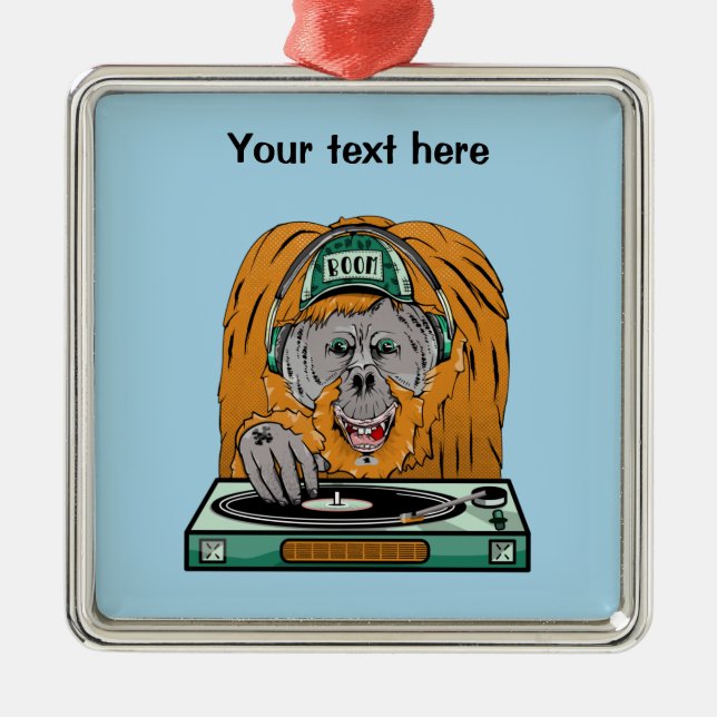 Orangutan Vinyl Record Metal Tree Decoration (Front)