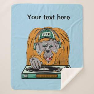 Orangutan Vinyl Record Sherpa Blanket