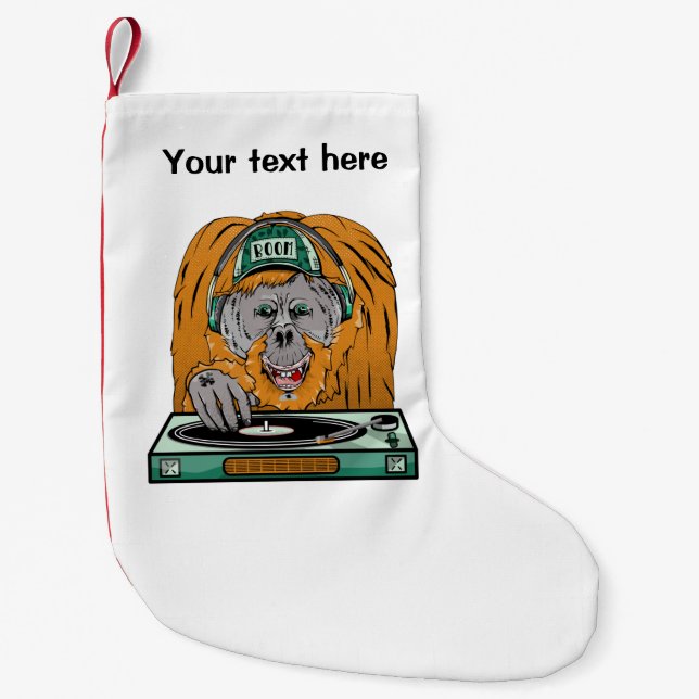 Orangutan Vinyl Record Small Christmas Stocking (Front)