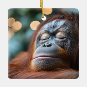 Orangutan Wild Animal Relaxing Portrait Ceramic Ornament