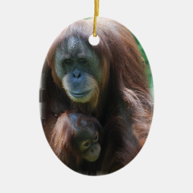 Orangutan with Baby Ornament (Front)