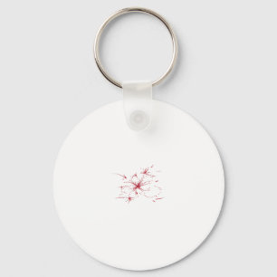 Orangy Red, Cyan and Magenta dot Key Ring