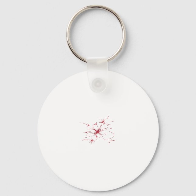 Orangy Red, Cyan and Magenta dot Key Ring (Front)