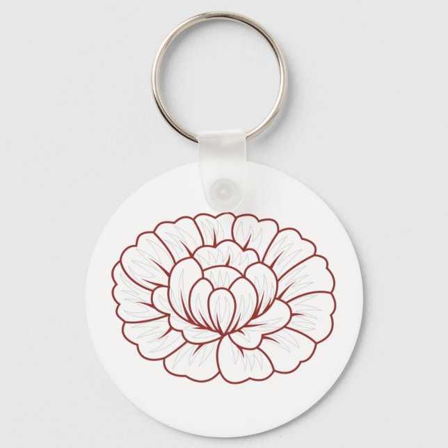 Orangy Red decorative Design Key Ring (Front)