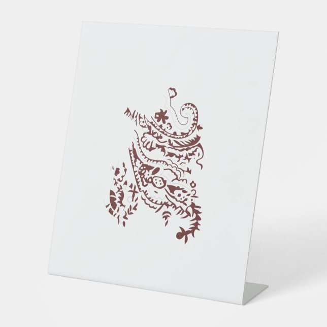 Orangy Red decorative Design Pedestal Sign (Front)