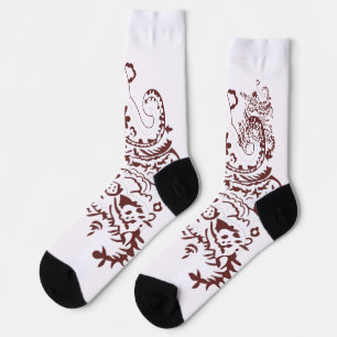Orangy Red decorative Design Socks