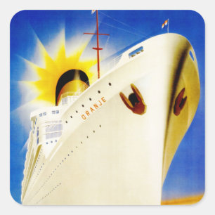 Oranje ~ Nederland Line Square Sticker