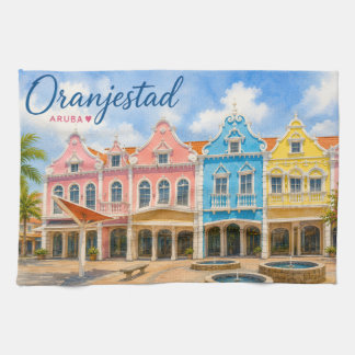 Oranjestad Aruba Caribbean Island Travel Souvenir Tea Towel