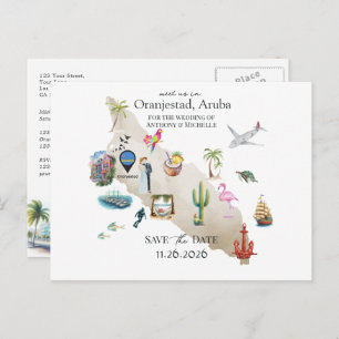 Oranjestad Aruba Destination Wedding Save the Date Postcard