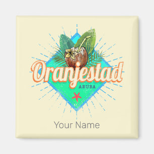 Oranjestad Aruba Retro Vintage Caribbean Souvenir Magnet
