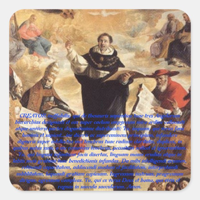 Oratio S. Thomae Aquinatis ante studium Square Sticker (Front)
