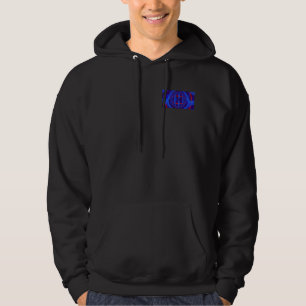 Orb Dark Blue hooded sweatshirt pocket & back