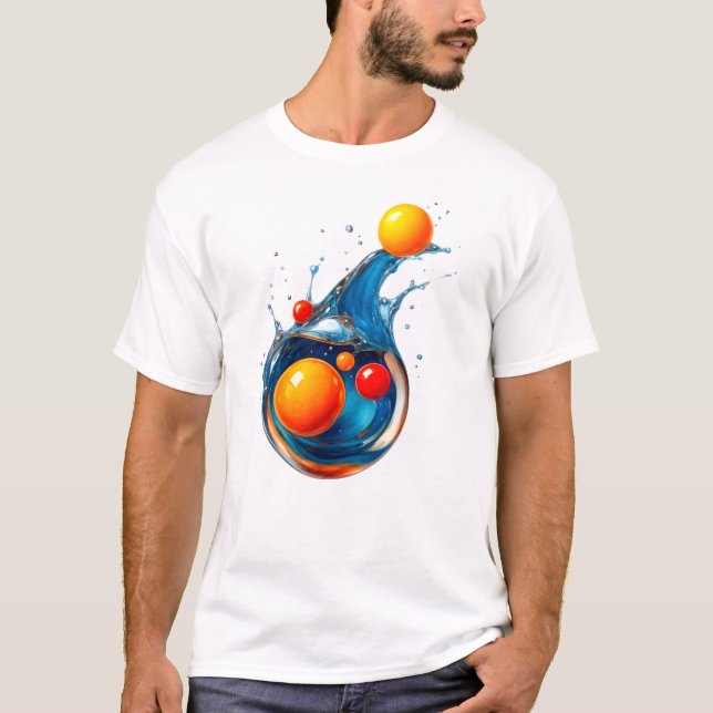Orb Splash: Turquoise Wave Burst T-Shirt (Front)