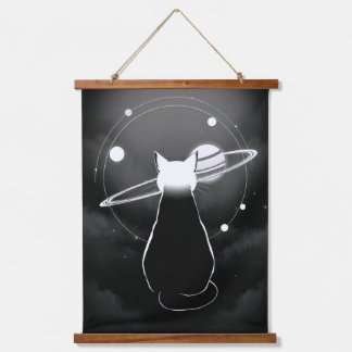Orbiting Cosmic Cat Wall Art — Minimalist
