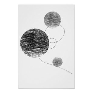 Orbs Abstract Art Kinship Black and White Poster