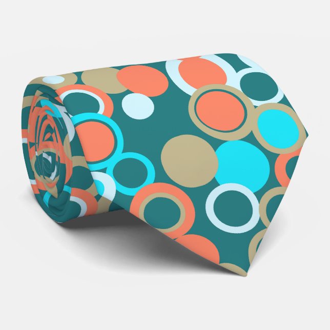 Orbs Polka Dot Teal Two-sided Printed Tie (Rolled)