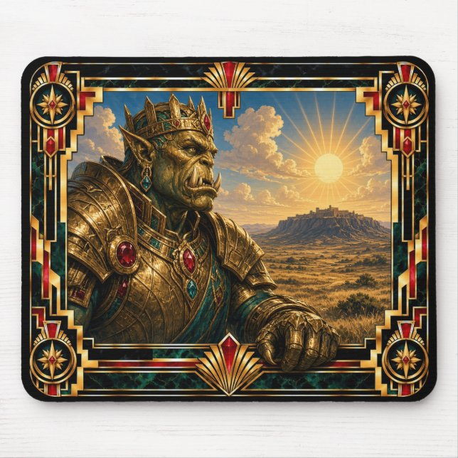 Orc, Art Deco Mythical Mouse Mat (Front)