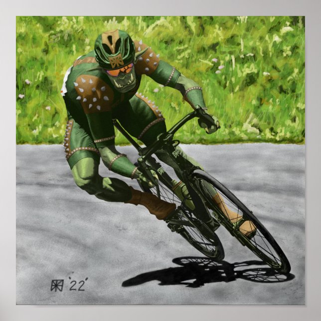 Orc Cyclist Bike Racing Fantasy Art Print (Front)