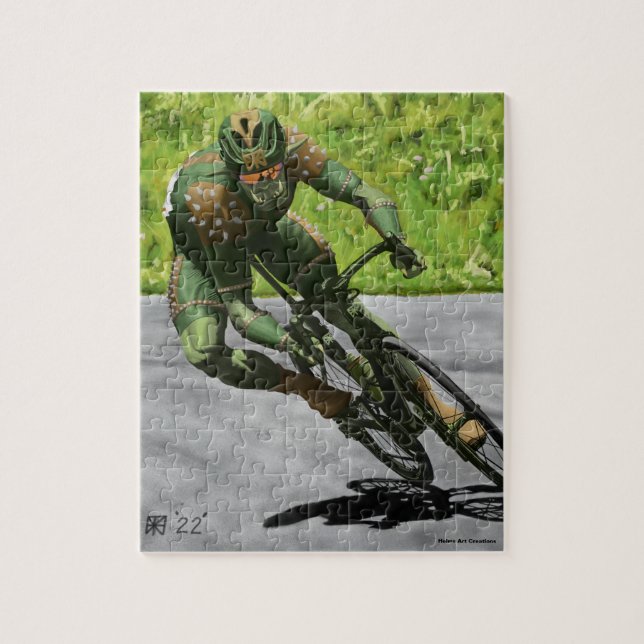 Orc Cyclist Bike Racing Small Fantasy Art Puzzle (Vertical)