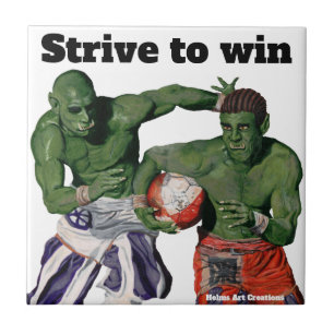 Orc Gladiator Football Fantasy Art Decorative Tile