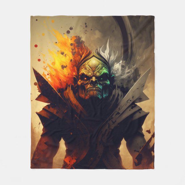 Orc Warlord Fantasy Blanket | D&D Gift (Front)