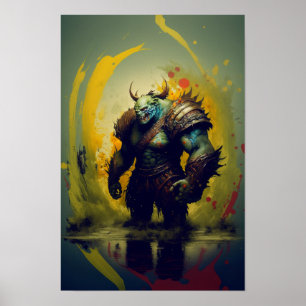 Orc Warrior Fantasy Poster Gamer Art 1