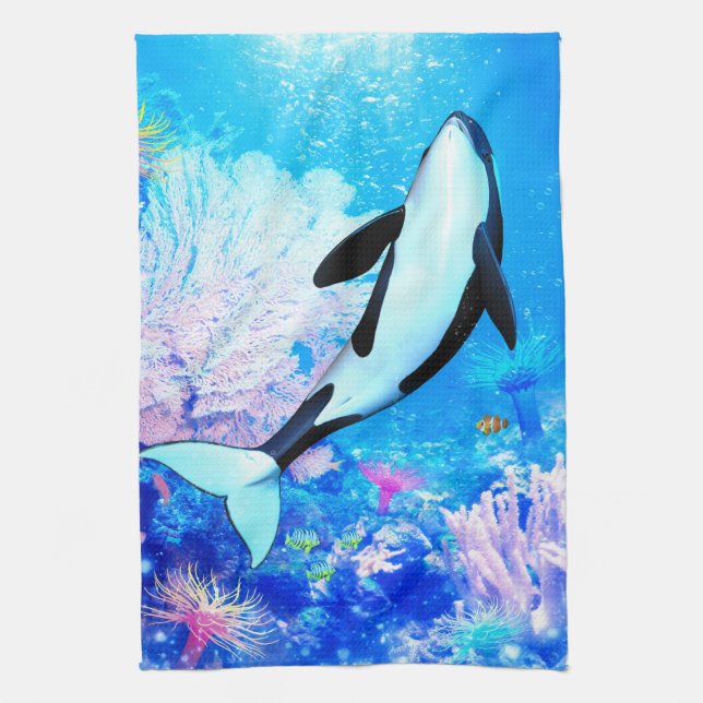 Orca 3 tea towel (Vertical)
