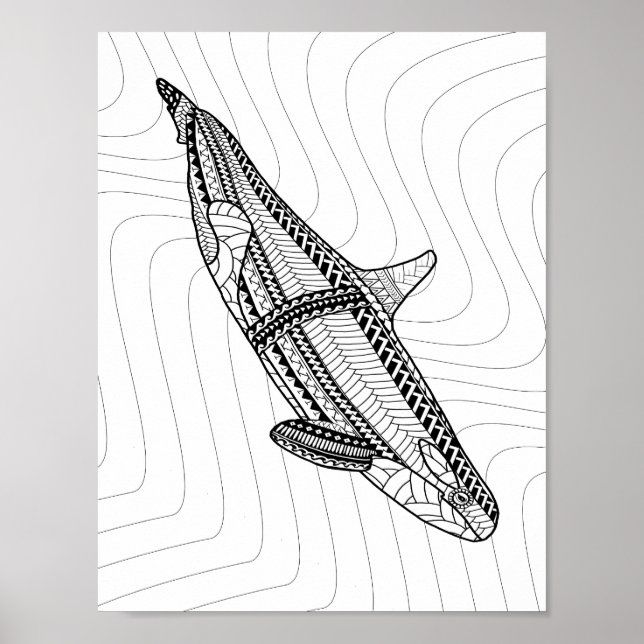 Orca Adult Colouring Poster (Front)