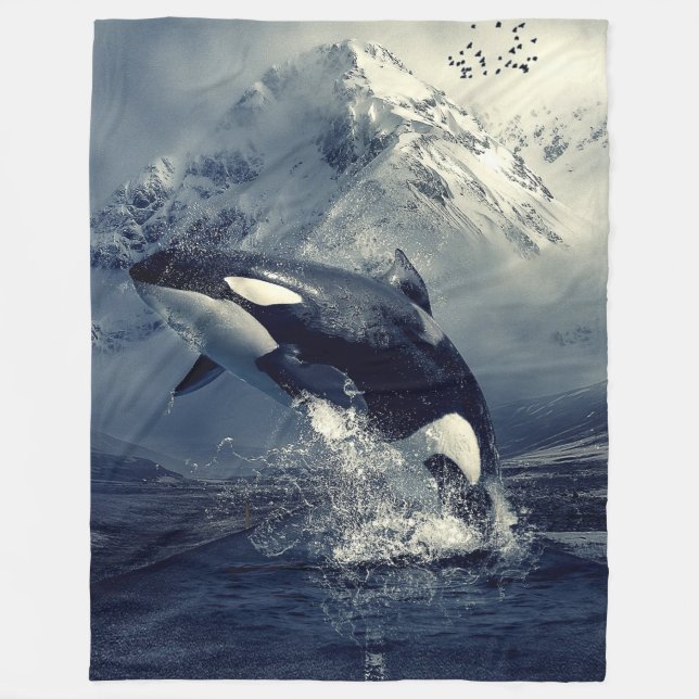 ORCA, aka KILLER WHALE Fleece Blanket (Front)