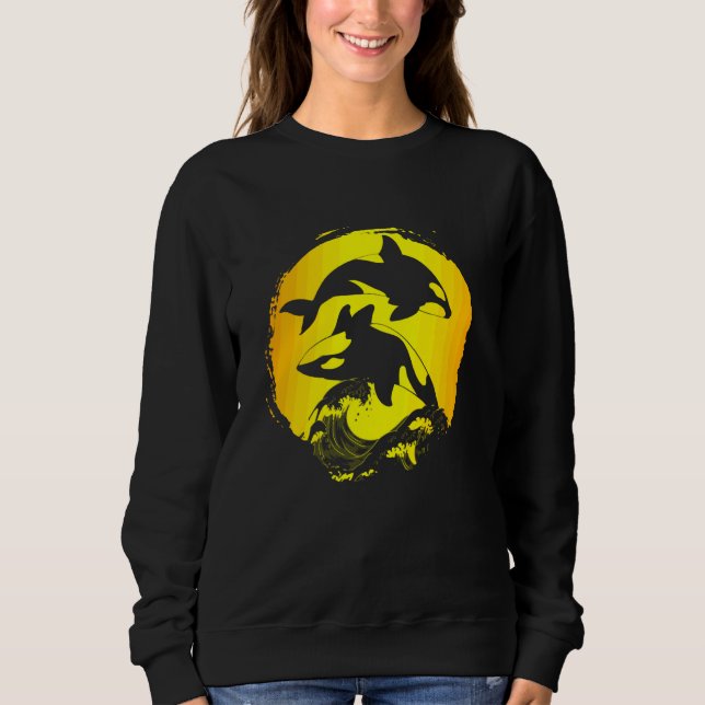 Orca Animal  Ocean Animal Waves Killer Whale Long  Sweatshirt (Front)