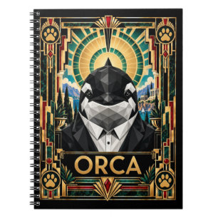 Orca, Art Deco Wildlife Notebook