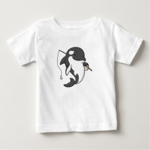Orca as Fisher with Fishing rod Baby T-Shirt