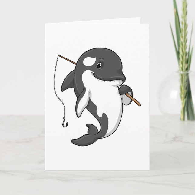 Orca as Fisher with Fishing rod Card (Front)