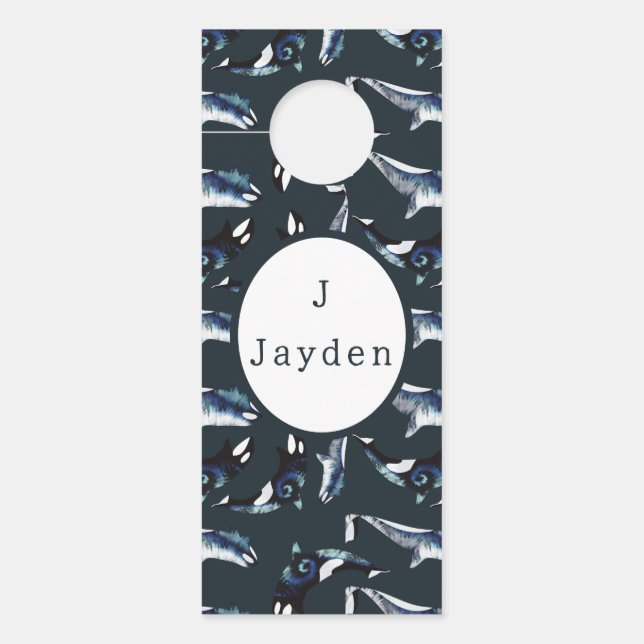 Orca Baby Boy Teal Door Hanger (Front)