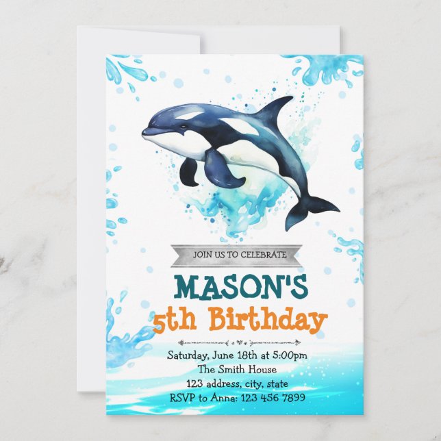 Orca birthday invitation (Front)