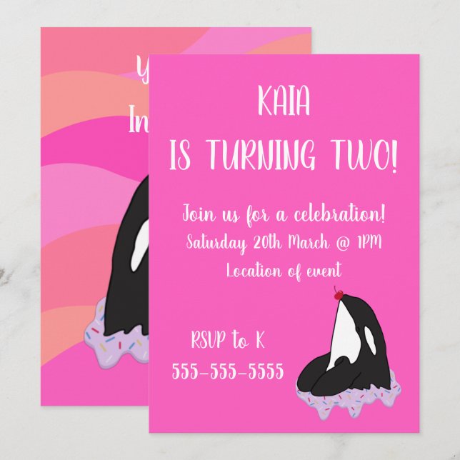 Orca Birthday  Invitation (Front/Back)