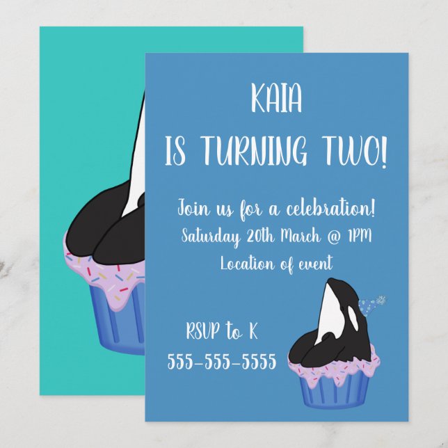 Orca Birthday Invitation (Front/Back)