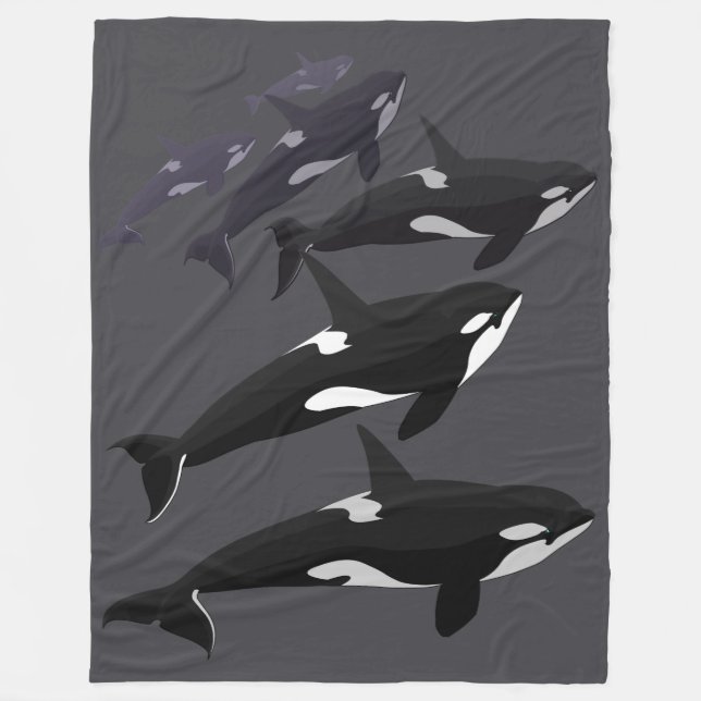 Orca Blanket Cool Killer Whale Art Fleece Blanket (Front)