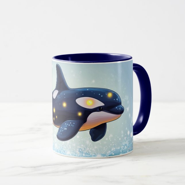 Orca Cartoon Style vibrant Cute Colorfull Mug (Front Right)