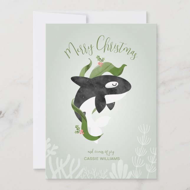 Orca Christmas Flat Holiday Card (Front)