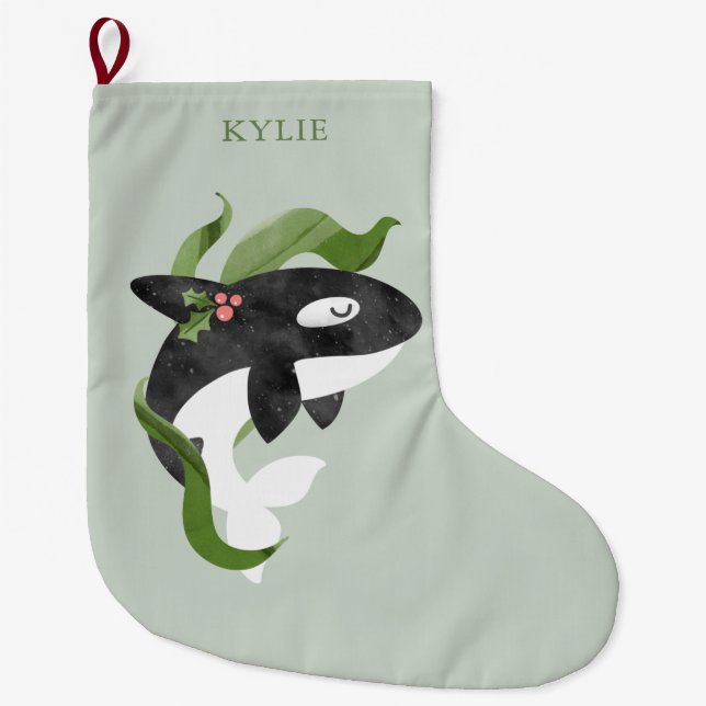 Orca Christmas Large Christmas Stocking (Front)